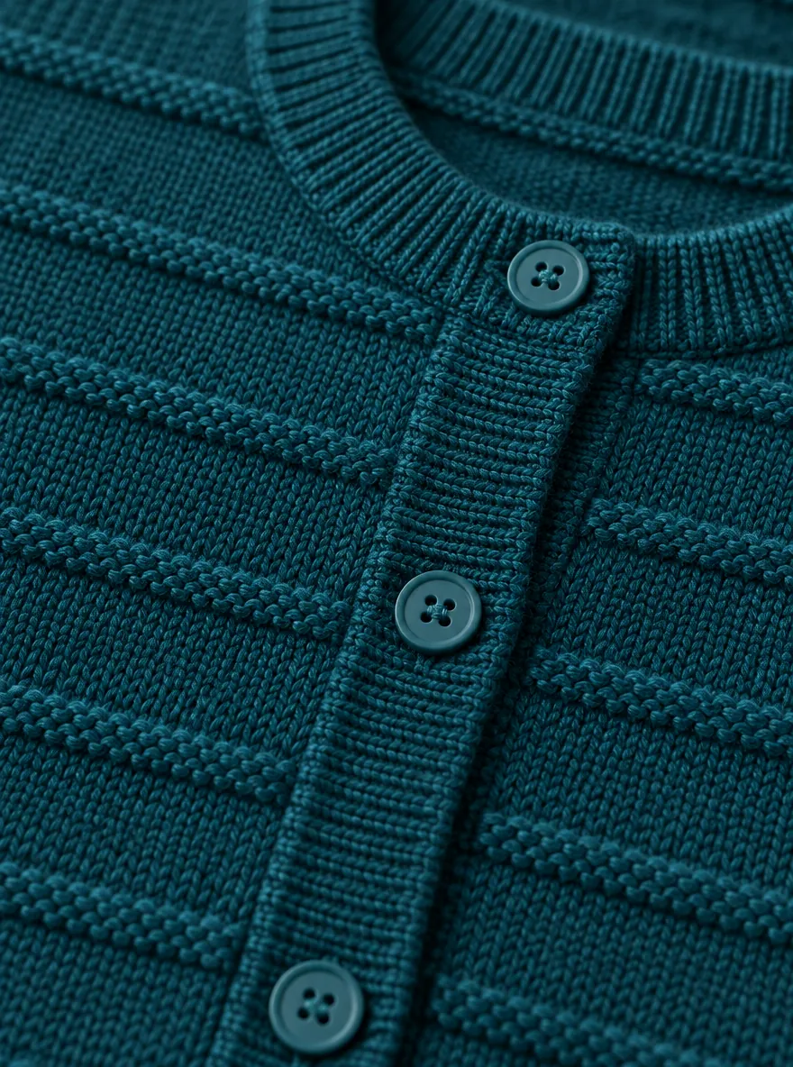 Bailey Welt Stripe Cardigan – Harbour, close-up of the stitch