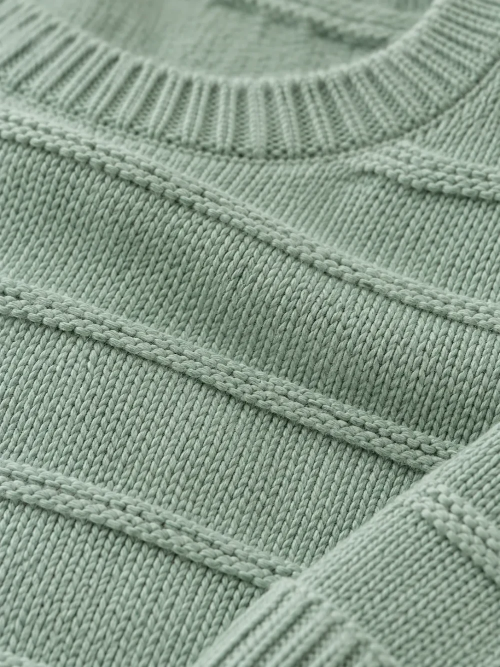 Bailey Welt Stripe Crew – Sea Glass, close-up of the stitch