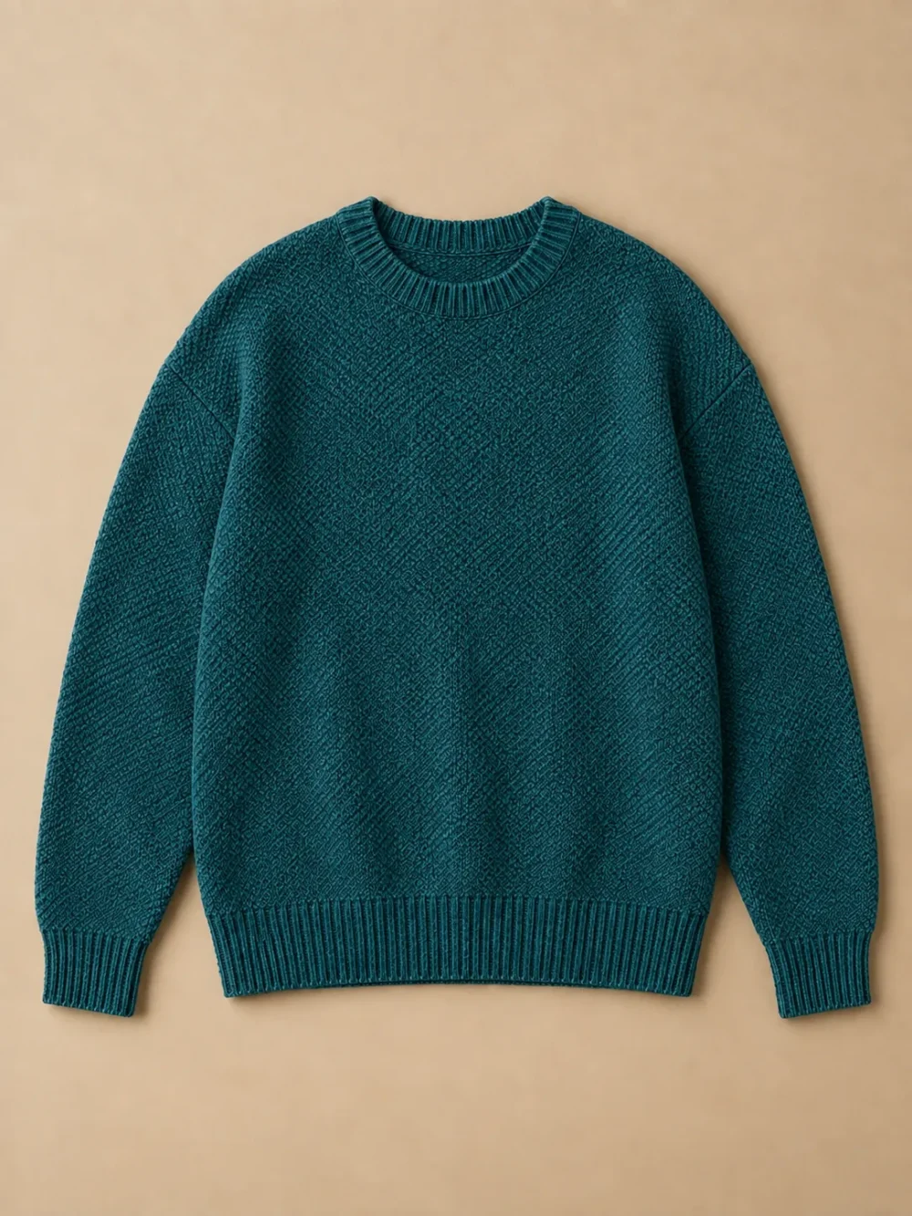 Bight Moss-Stitch Crew – Harbour, laid flat, front