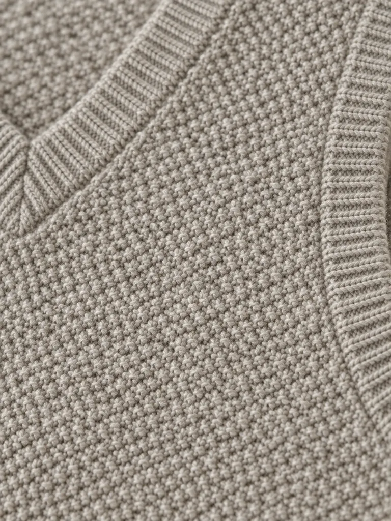 Bight Moss-Stitch Vest – Pebble, close-up of the stitch