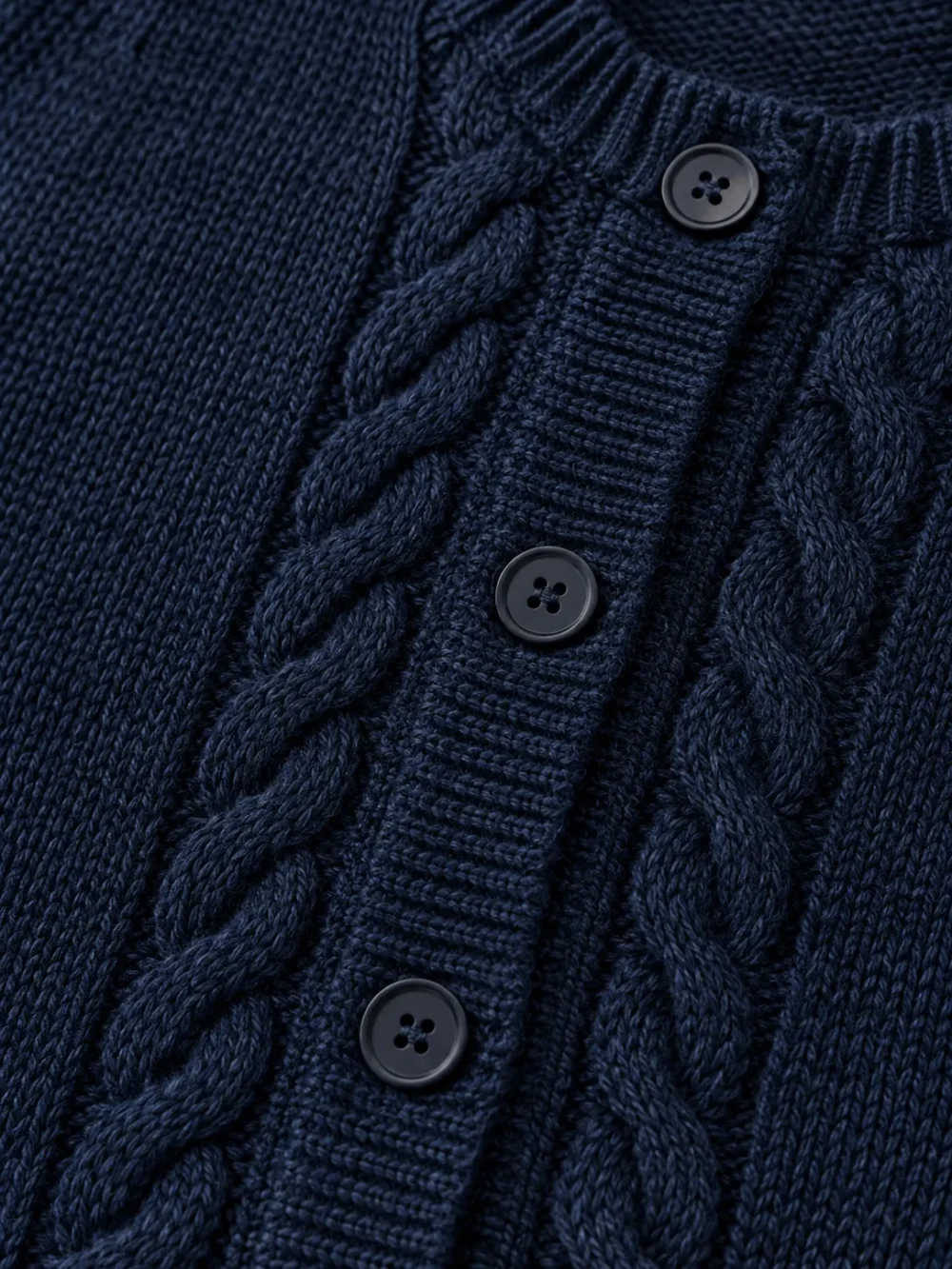 Cromarty Rope-Edge Cardigan – Fathom, close-up of the stitch