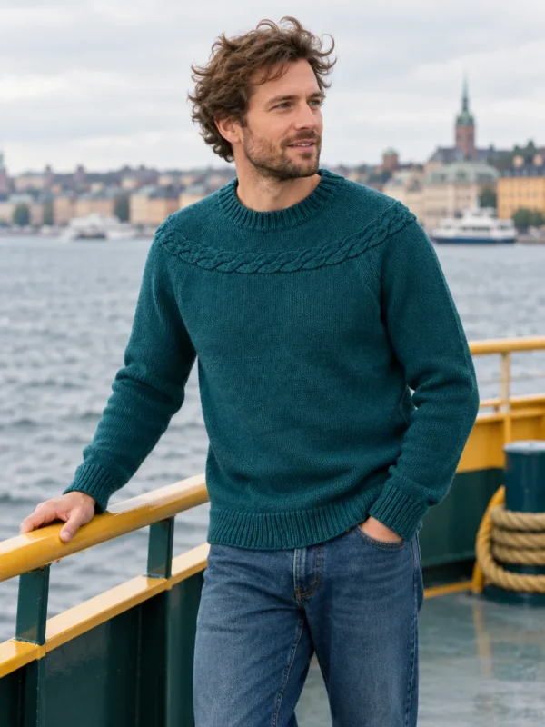 Cromarty Rope-Yoke Crew – Harbour, worn outdoors by the sea