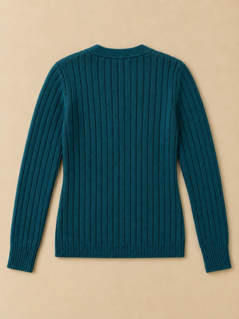 Dogger Rib V-Cardigan – Harbour, laid flat, back