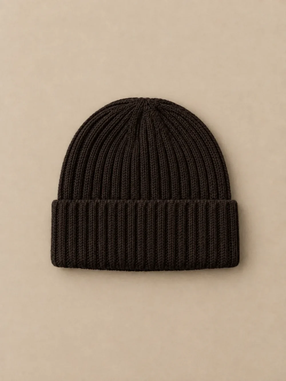 Dogger Rib Watch Cap – Peat, laid flat, front