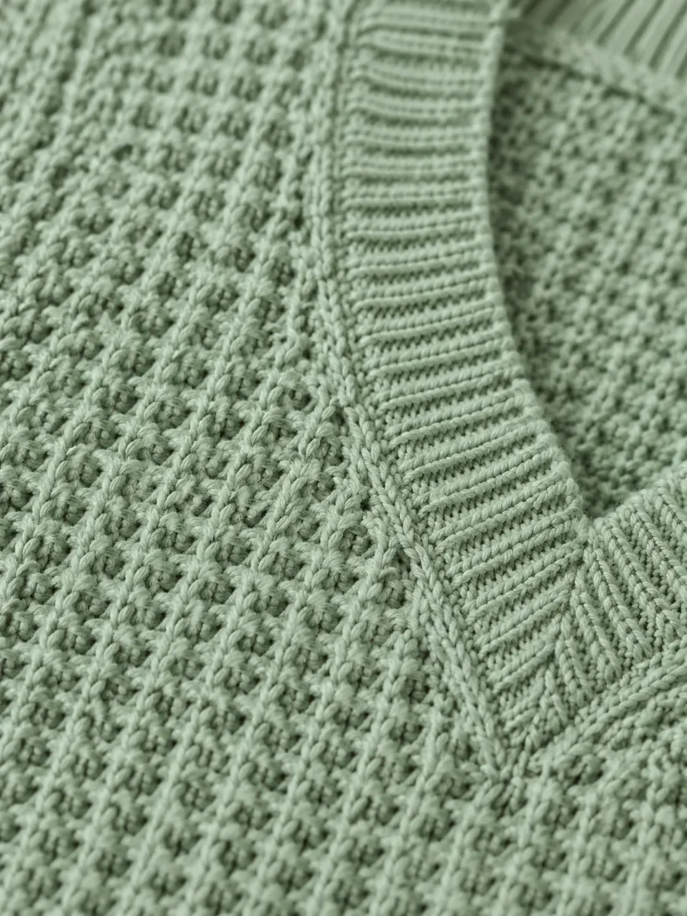 Dover Waffle Vest – Sea Glass, close-up of the stitch