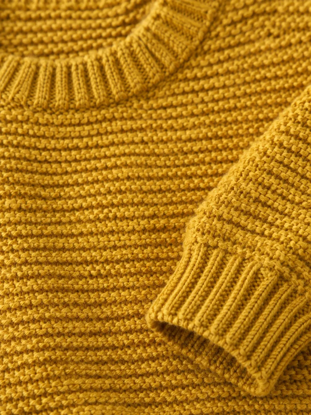 Forties Garter Ridge Crew – Oilskin, close-up of the stitch