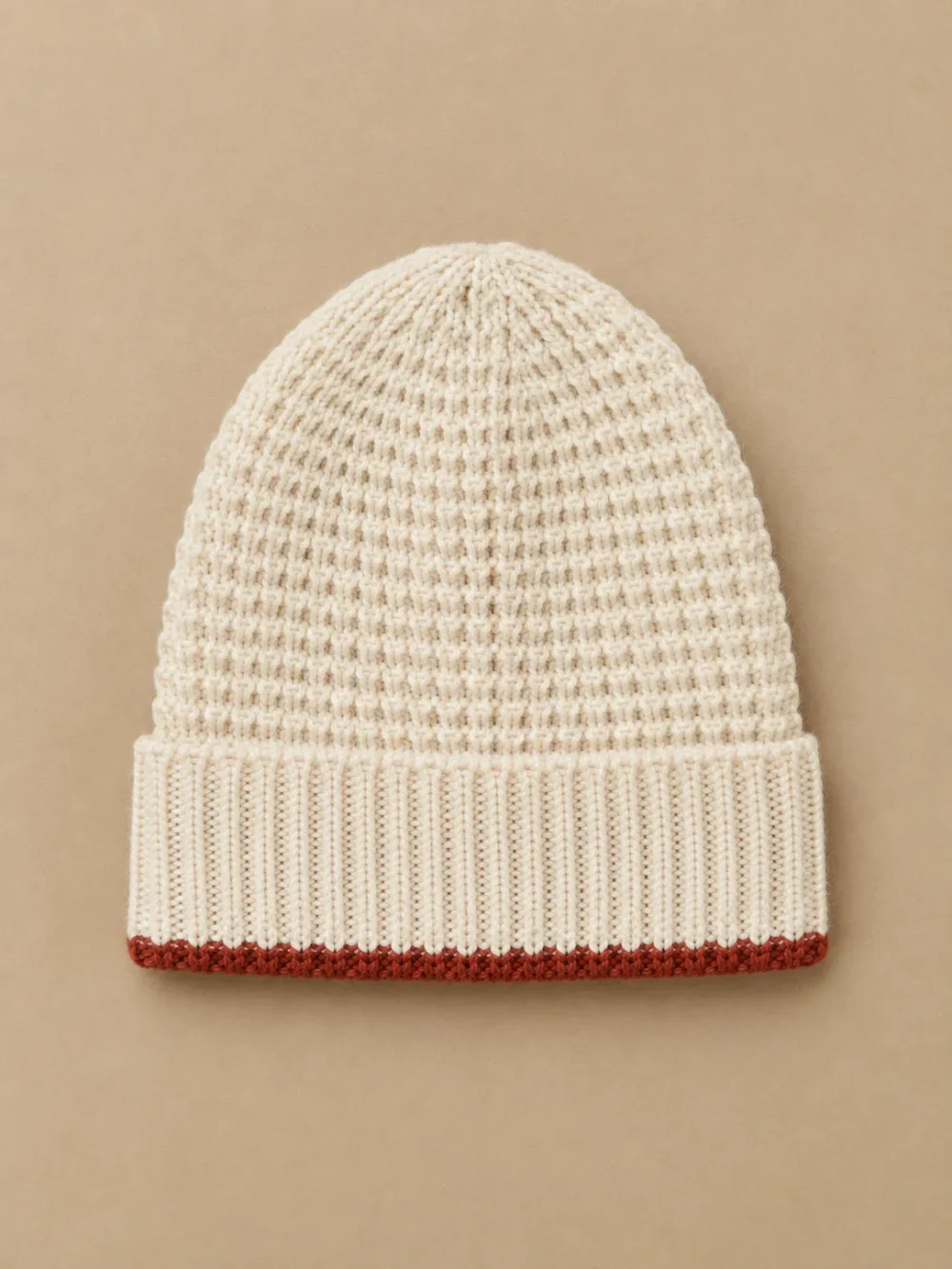 Lundy Tipped Beanie – Salt, laid flat, back