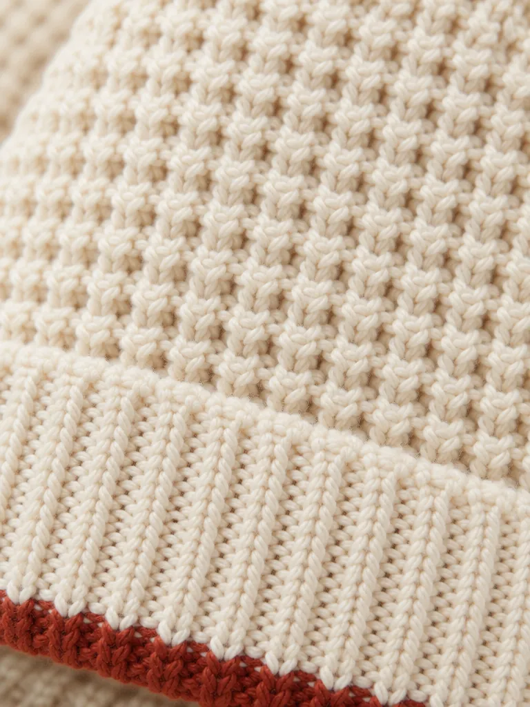Lundy Tipped Beanie – Salt, close-up of the stitch
