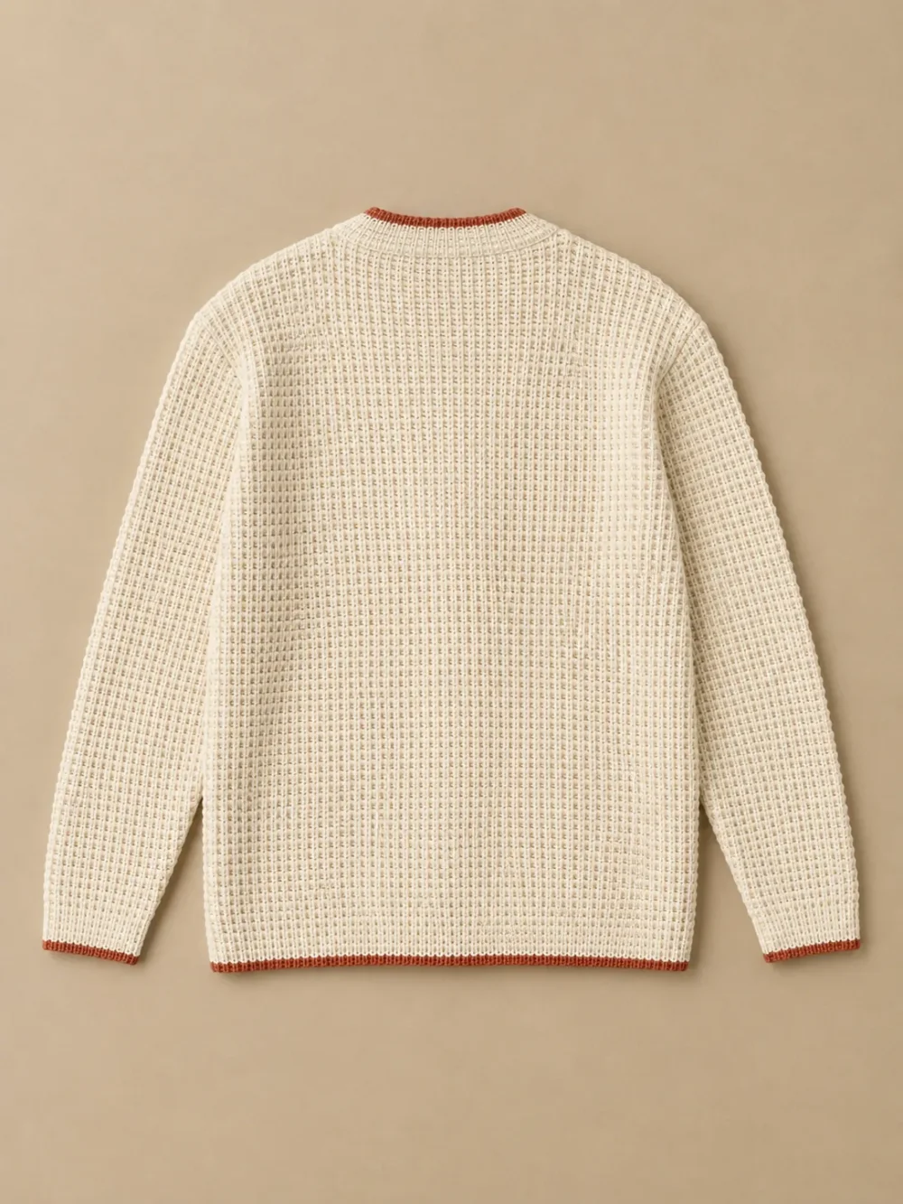 Lundy Tipped Cardigan – Salt, laid flat, back