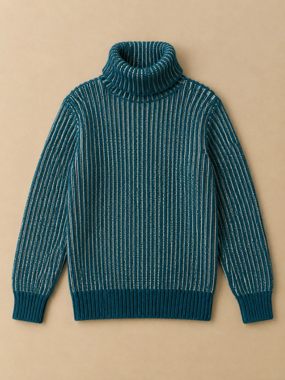 Sole Brioche Roll-Neck – Harbour, laid flat, front