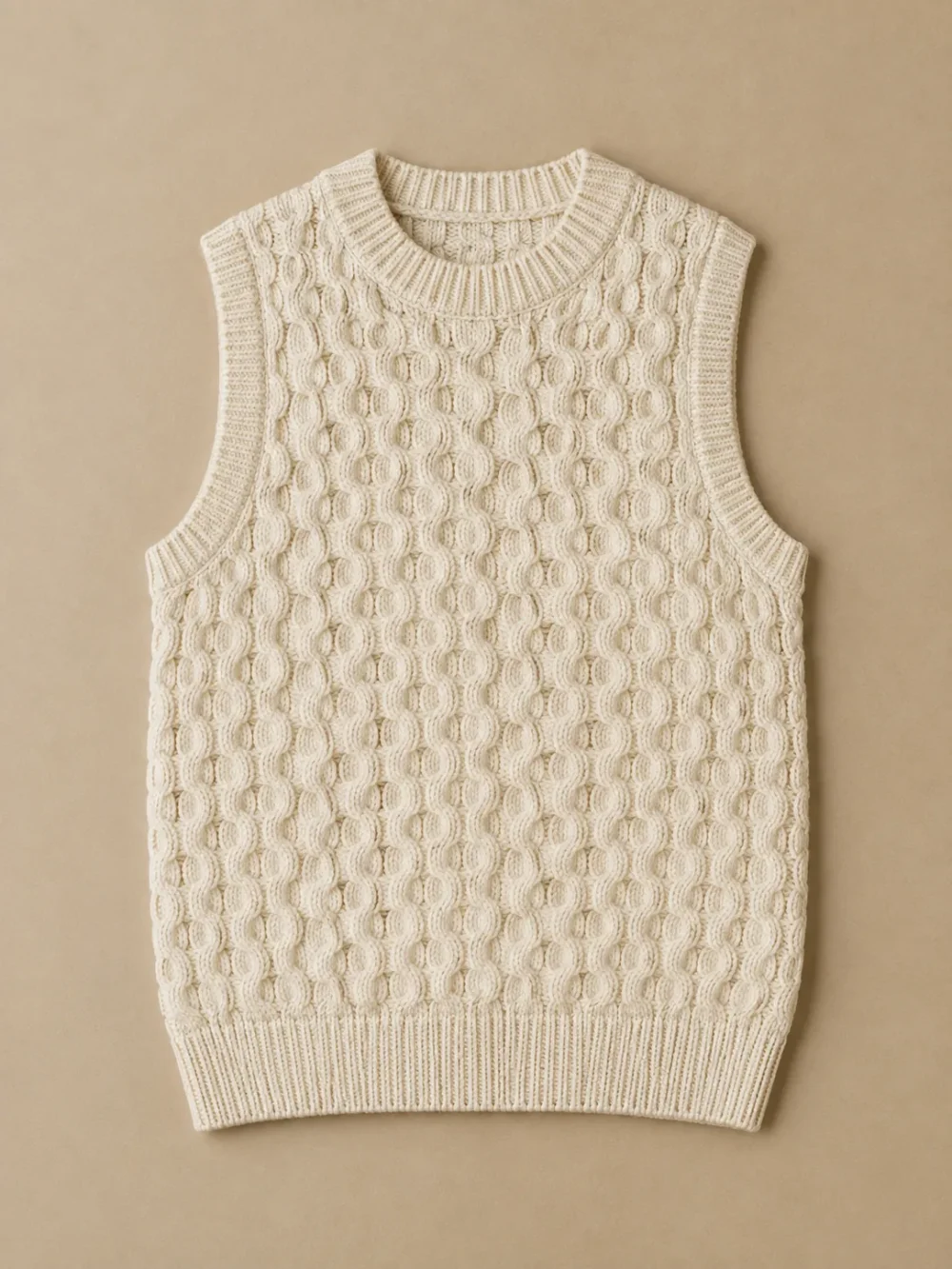 Thames Honeycomb Vest – Salt, laid flat, front