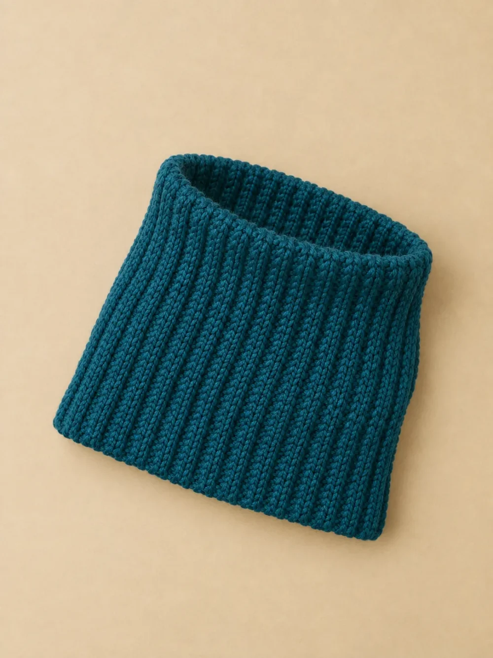 Tyne Rib Neck Warmer – Harbour, laid flat, back