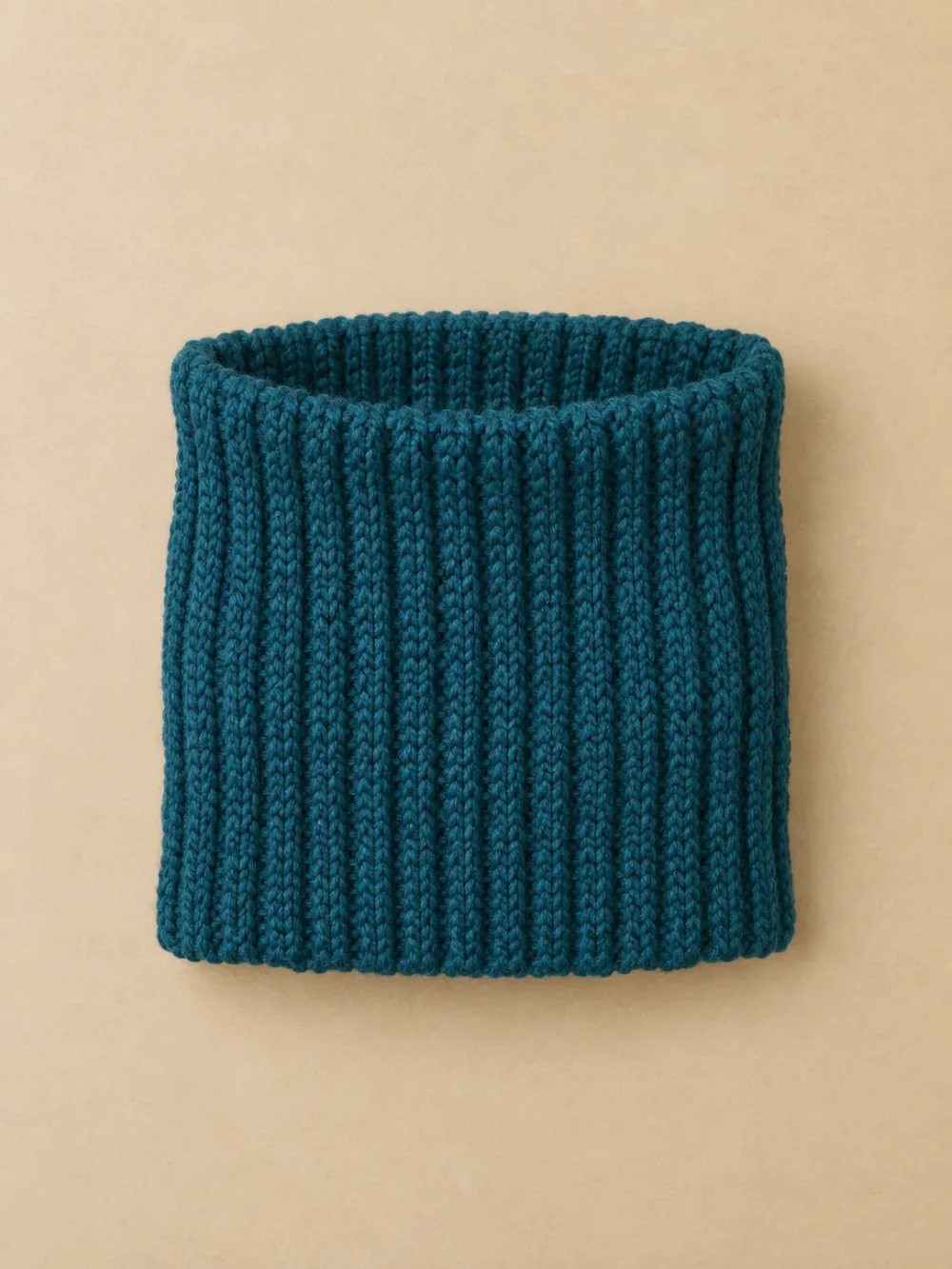 Tyne Rib Neck Warmer – Harbour, laid flat, front