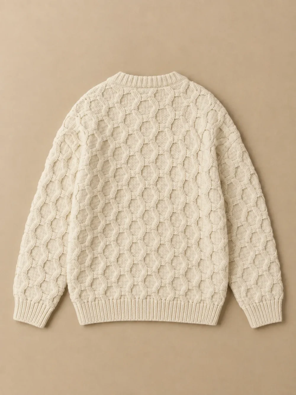 Utsire Honeycomb Crew – Salt, laid flat, back