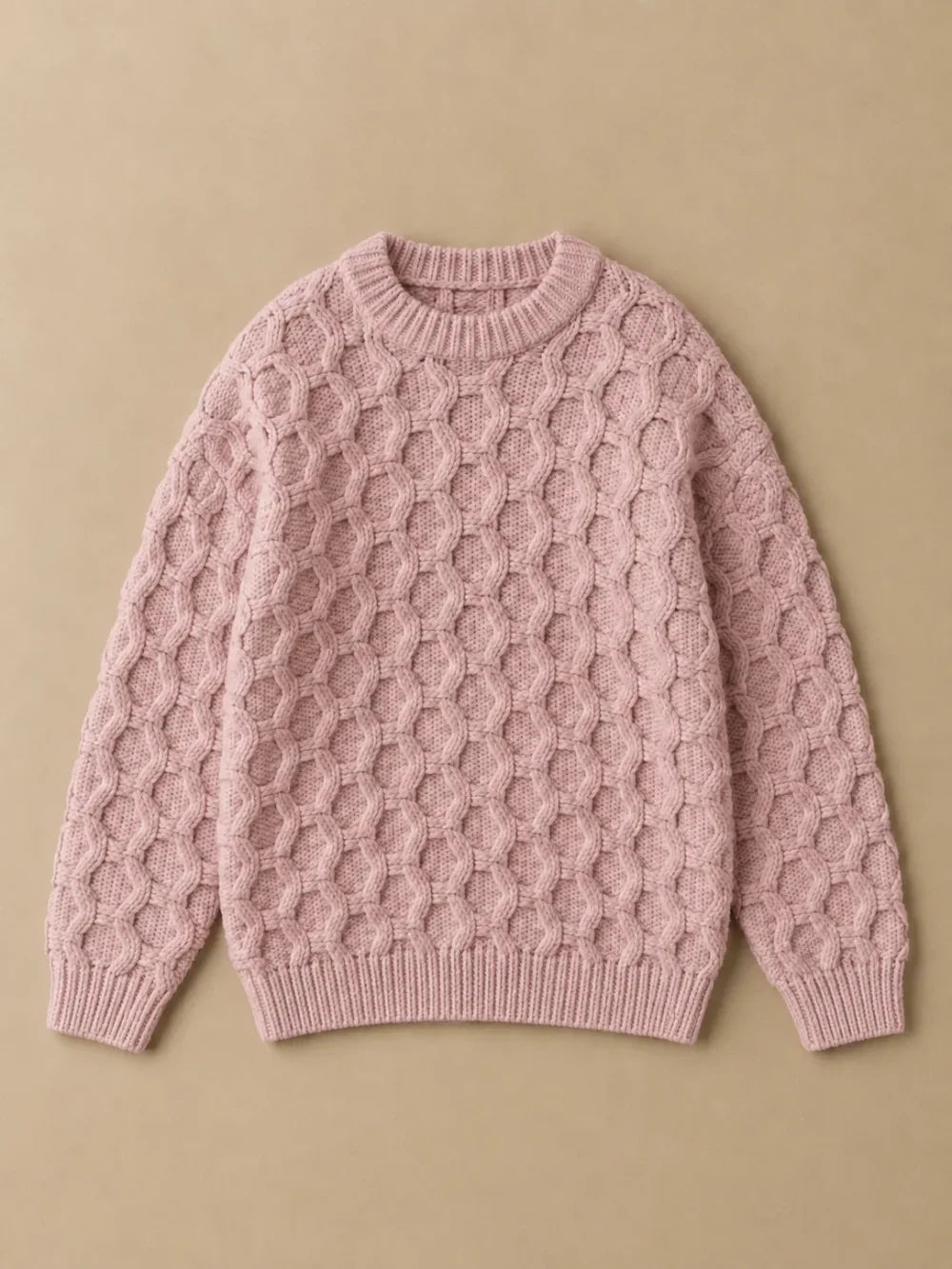 Utsire Honeycomb Crew – Thrift, laid flat, front
