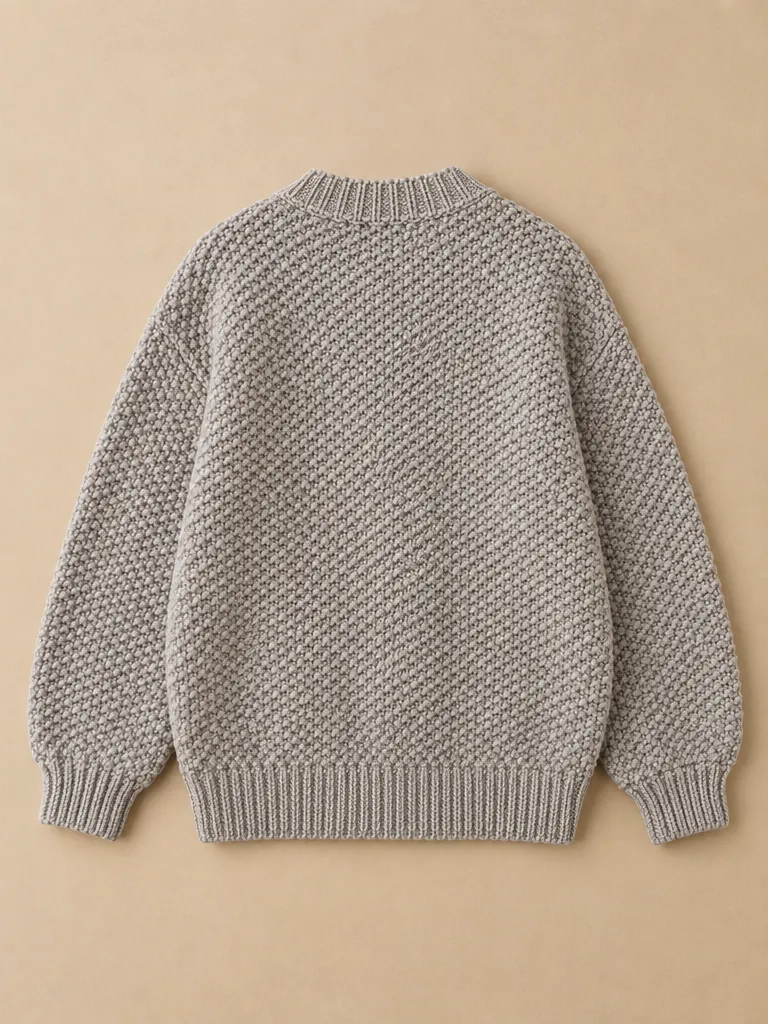 Viking Chunky Button Cardigan – Pebble, laid flat, back
