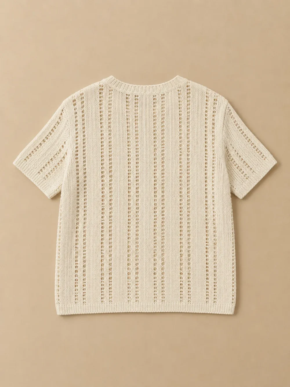 Wight Ladder-Stitch Tee – Salt, laid flat, back